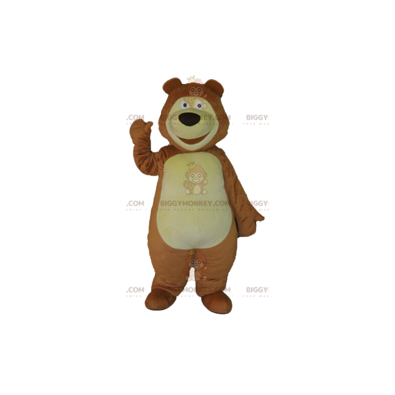 Στολή μασκότ BIGGYMONKEY™ Big Smiling καφέ και κίτρινη αρκούδα - Μασκότ αρκούδας - BIGGYMONKEY_02554 - BiggyMonkey.com