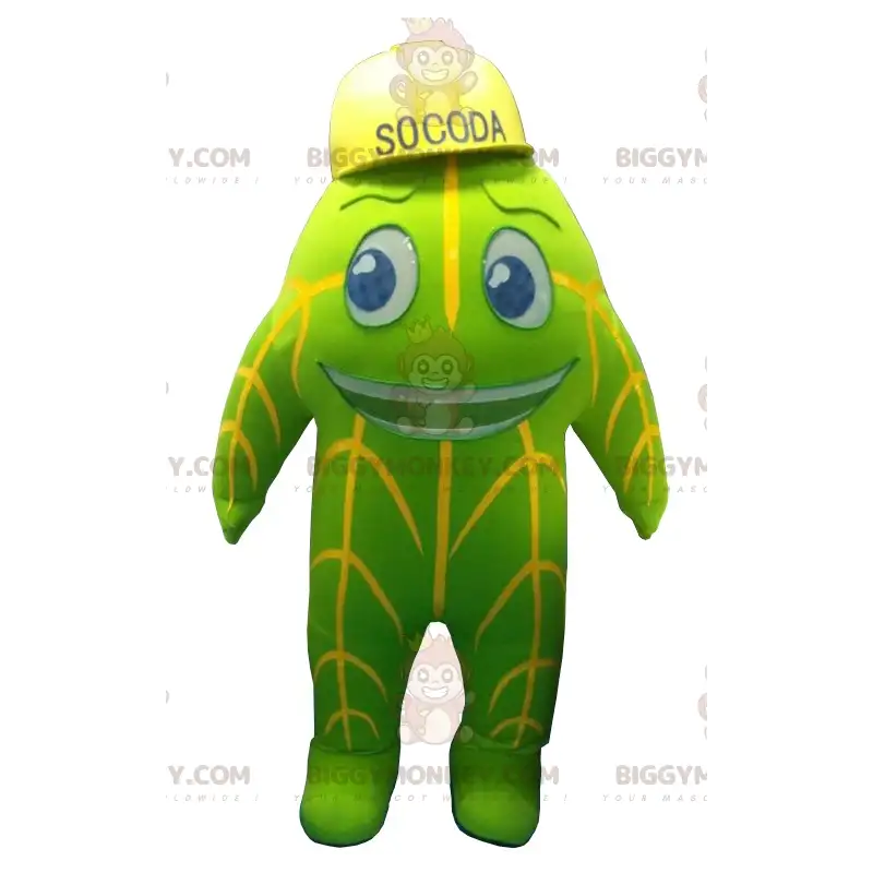 BIGGYMONKEY™ maskottiasu Socoda vihreä ja keltainen BIGGYMONKEY™ maskottiasu Socoda vihreä ja keltainen