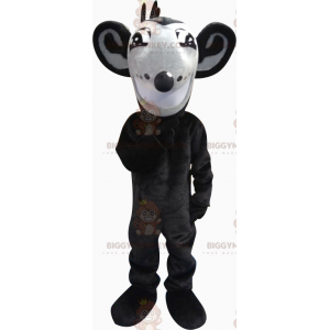 Traje de mascote BIGGYMONKEY™ de rato preto e cinza fofo –