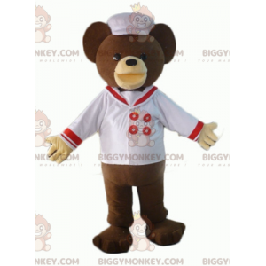 Costume de mascotte BIGGYMONKEY™ d'ours marron habillé en chef