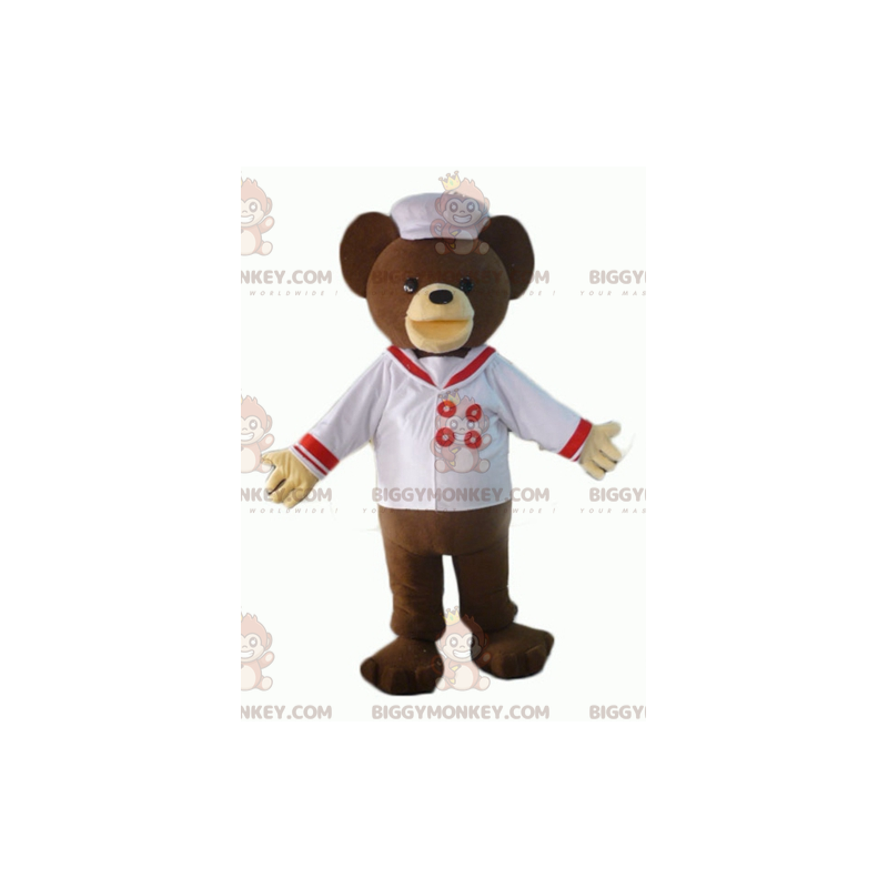 Costume de mascotte BIGGYMONKEY™ d'ours marron habillé en chef Costume de mascotte BIGGYMONKEY™ d'ours marron habillé en chef