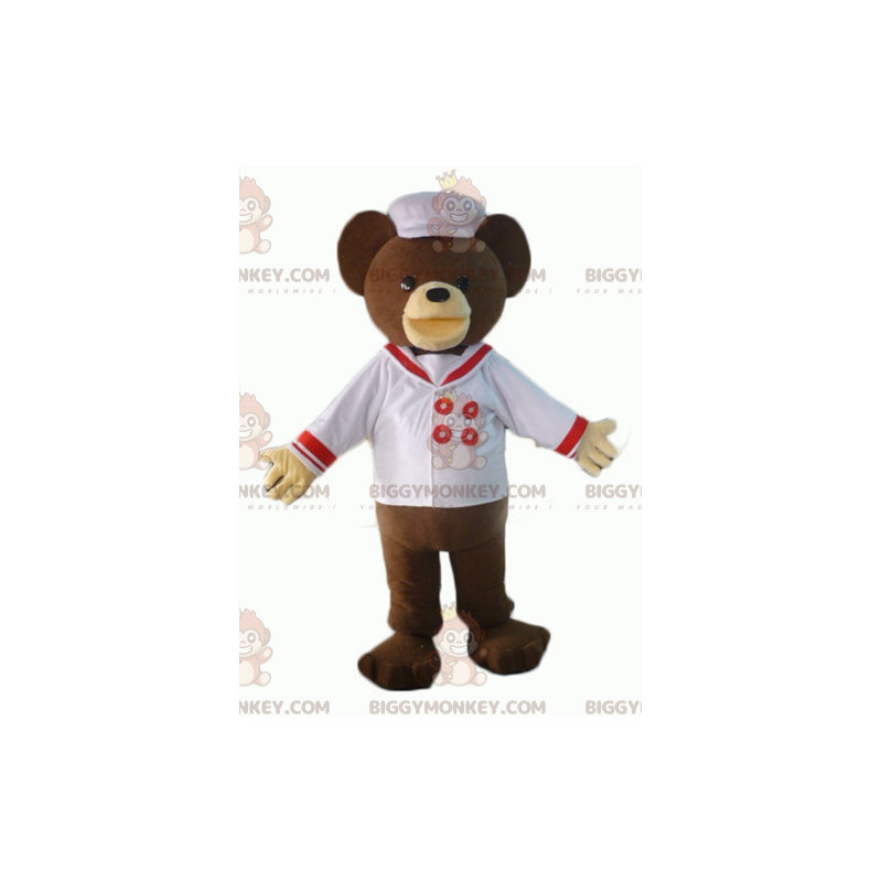 Kostým hnědý medvěd BIGGYMONKEY™ maskot oblečený jako šéfkuchař