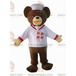 Kostým hnědý medvěd BIGGYMONKEY™ maskot oblečený jako šéfkuchař
