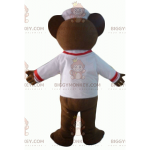 Bruine beer BIGGYMONKEY™ mascottekostuum verkleed als chef -