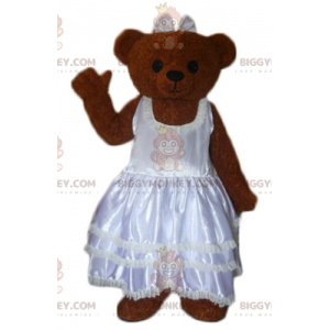 Καφέ στολή μασκότ Teddy BIGGYMONKEY™ ντυμένη με νυφικό -