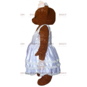 Καφέ στολή μασκότ Teddy BIGGYMONKEY™ ντυμένη με νυφικό -
