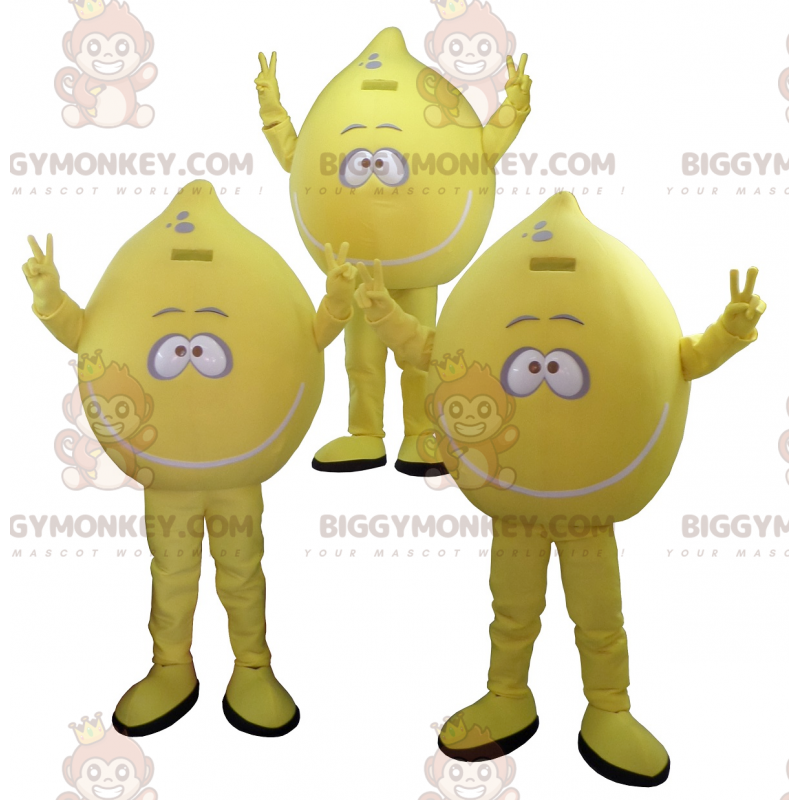 Sett med 3 maskot BIGGYMONKEY™s med gule sitroner - Frukt maskot - BIGGYMONKEY_0251 - BiggyMonkey.com