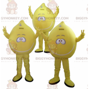 Sett med 3 maskot BIGGYMONKEY™s med gule sitroner - Frukt maskot - BIGGYMONKEY_0251 - BiggyMonkey.com