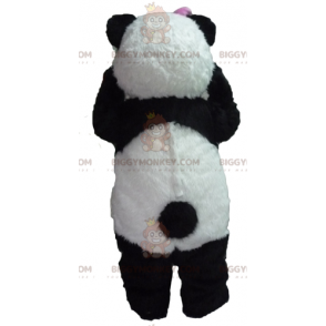 BIGGYMONKEY™ maskotkostyme svart og hvit panda med rosa sløyfe - Pandas-maskot - BIGGYMONKEY_02567 - BiggyMonkey.com