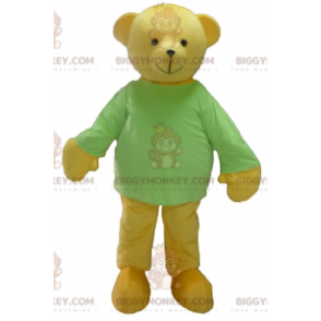 Kostým maskota BIGGYMONKEY™ Žlutý medvídek se zeleným tričkem –