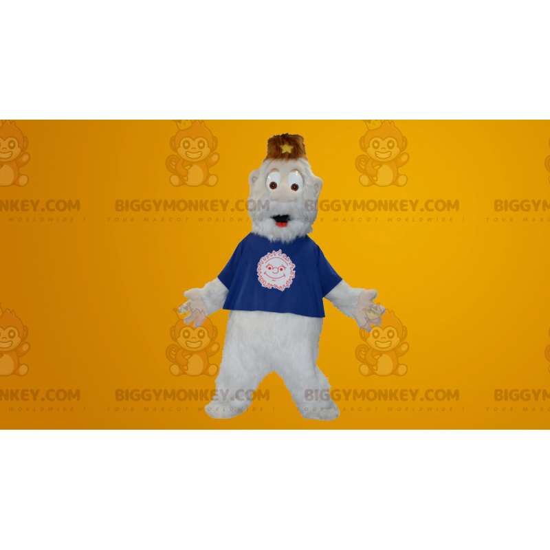 Costume de mascotte BIGGYMONKEY™ de yéti blanc avec de longs Costume de mascotte BIGGYMONKEY™ de yéti blanc avec de longs