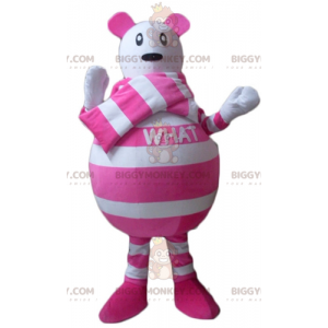 White and Pink Striped Mouse BIGGYMONKEY™ Mascot Costume -