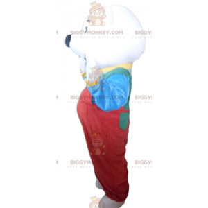 Jääkarhu BIGGYMONKEY™ maskottiasu punaisilla haalareilla ja t-paidalla - Karhun maskotti - BIGGYMONKEY_02573 - BiggyMonkey.com