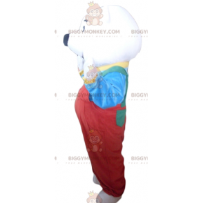 Jääkarhu BIGGYMONKEY™ maskottiasu punaisilla haalareilla ja t-paidalla - Karhun maskotti - BIGGYMONKEY_02573 - BiggyMonkey.com