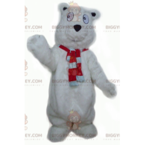 Schattige grote harige witte beer BIGGYMONKEY™ mascottekostuum