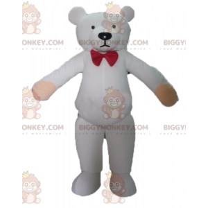 Disfraz de mascota BIGGYMONKEY™ Teddy blanco con pajarita roja