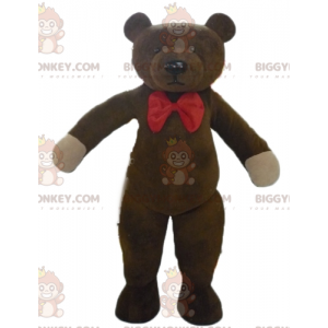 Καφέ στολή μασκότ Teddy BIGGYMONKEY™ με κόκκινο παπιγιόν -