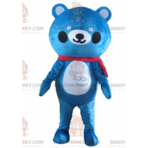 Costume de mascotte BIGGYMONKEY™ d'ours en peluche bleu et