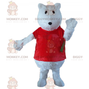 Wolf Eisbär BIGGYMONKEY™ Maskottchenkostüm mit rotem T-Shirt -