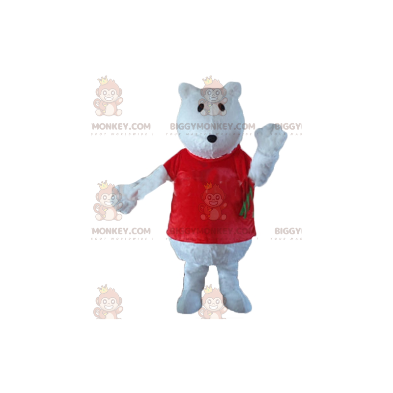 Wolf Polar Bear BIGGYMONKEY™ Maskotdräkt med röd T-shirt -