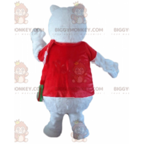 Wolf Polar Bear BIGGYMONKEY™ Maskotdräkt med röd T-shirt -