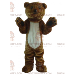 BIGGYMONKEY™ Μαλακή και γούνινη γιγάντια καφέ και λευκή μασκότ