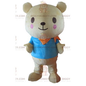 BIGGYMONKEY™ costume mascotte di grande orsacchiotto beige con