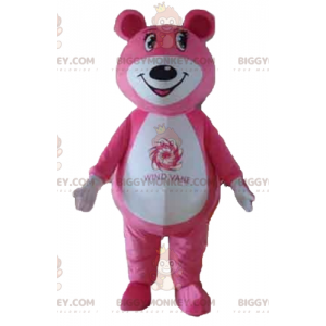 Fantasia de mascote de ursinho de pelúcia rosa e branco