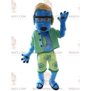 Disfraz de mascota Blue Dog BIGGYMONKEY™ vestido de verde -