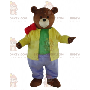 Bruine beer BIGGYMONKEY™ mascottekostuum gekleed in een zeer