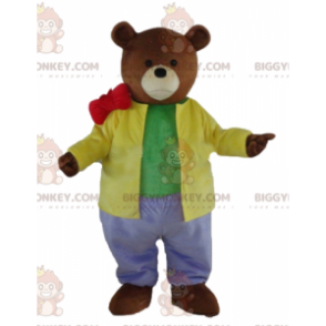 Brown bear BIGGYMONKEY™ mascot costume dressed in a very