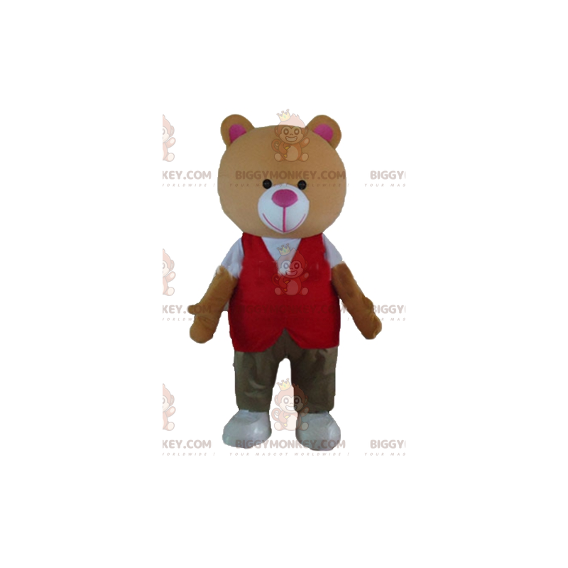 Orange Teddy Bear BIGGYMONKEY™ Mascot Costume With Colorful Orange Teddy Bear BIGGYMONKEY™ Mascot Costume With Colorful