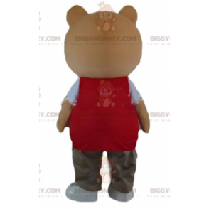 Orange bamse BIGGYMONKEY™ maskotkostume med farverigt outfit -