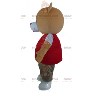 Orange bamse BIGGYMONKEY™ maskotkostume med farverigt outfit -