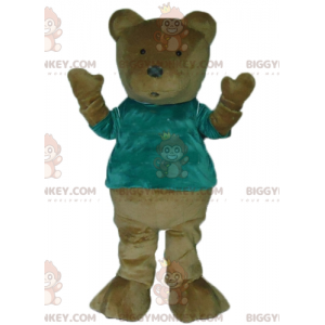 Kostým maskota hnědého medvídka BIGGYMONKEY™ se zeleným tričkem