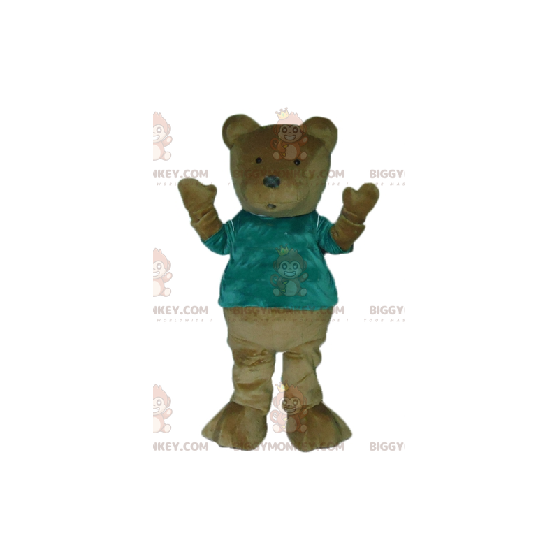 Traje de mascote marrom BIGGYMONKEY™ de ursinho de pelúcia com Traje de mascote marrom BIGGYMONKEY™ de ursinho de pelúcia com
