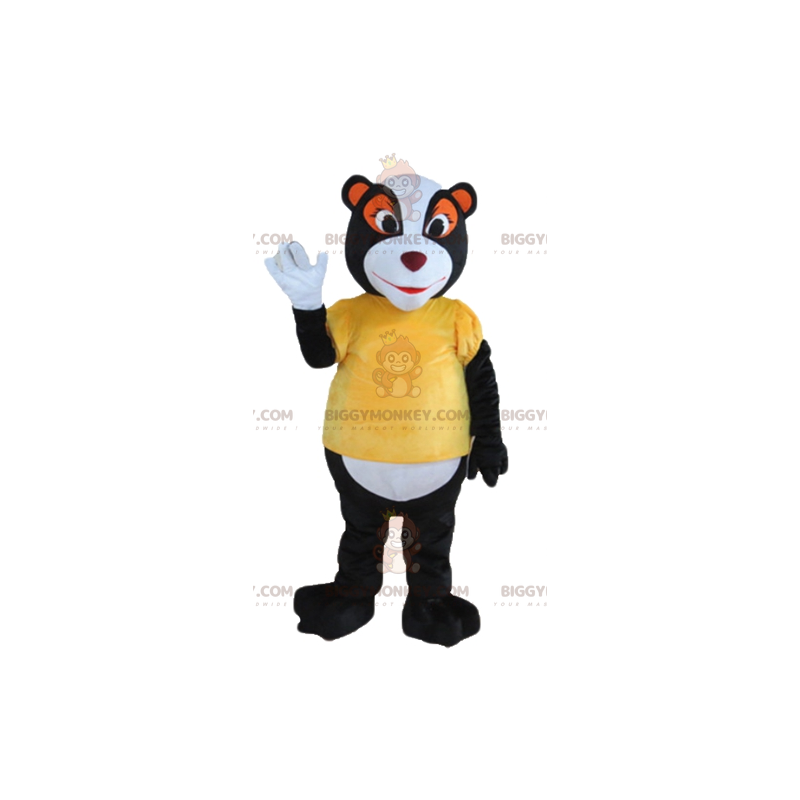 Costume mascotte BIGGYMONKEY™ Skunk procione arancione bianco Costume mascotte BIGGYMONKEY™ Skunk procione arancione bianco