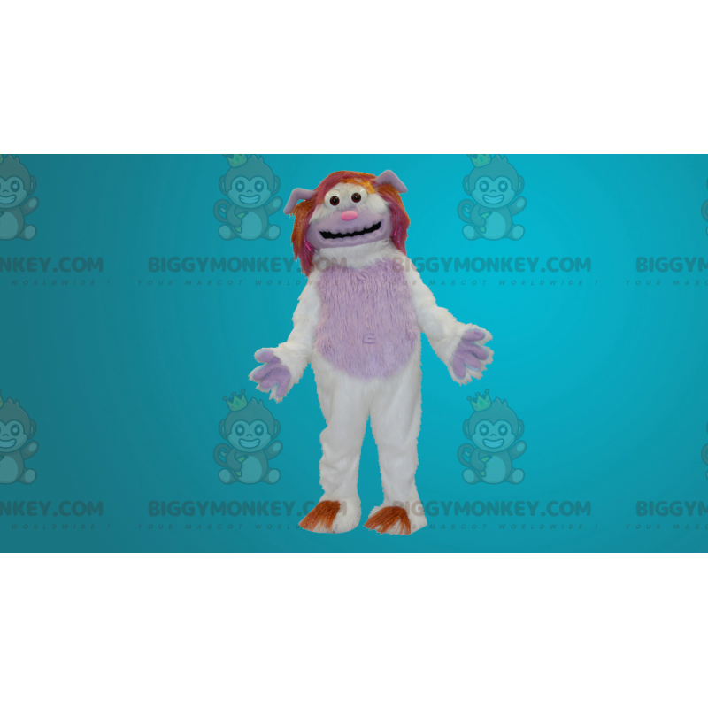 BIGGYMONKEY™ Disfraz de mascota Yeti blanco y rosa peludo -