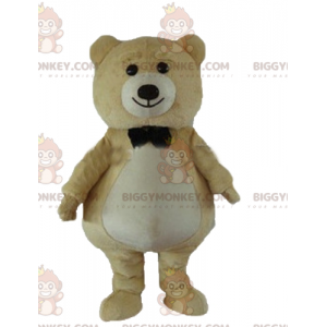 BIGGYMONKEY™ iso beige ja valkoinen pehmo Nalle-maskottiasu -