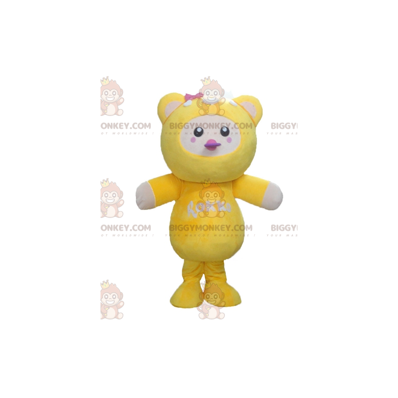 Plump og sød gul hvid og lyserød kylling BIGGYMONKEY™ maskotkostume - Hens maskot - haner - høns - BiggyMonkey.com
