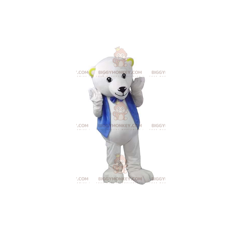 Disfraz de mascota de oso polar BIGGYMONKEY™ con chaleco y Disfraz de mascota de oso polar BIGGYMONKEY™ con chaleco y