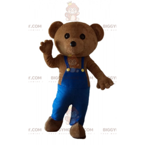 Teddy Bear BIGGYMONKEY™ Mascot Costume with Blue Overalls -