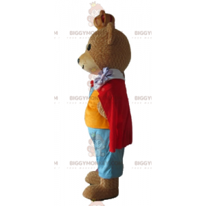 Καφέ αρκούδα BIGGYMONKEY™ μασκότ στολή με πολύχρωμη στολή