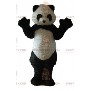 All Hairy Black & White Panda BIGGYMONKEY™ Mascot Costume -