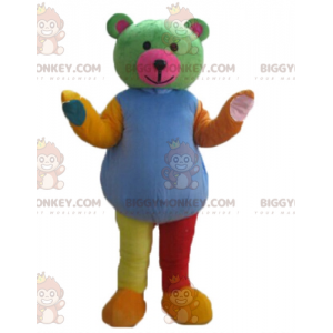 Traje de mascote de ursinho de pelúcia multicolorido