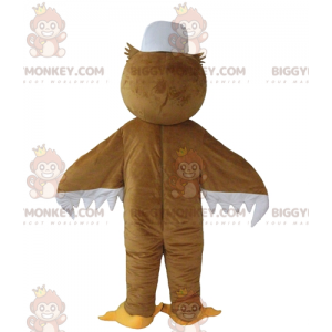 BIGGYMONKEY™ Mascottekostuum bruine en witte uil met grote ogen