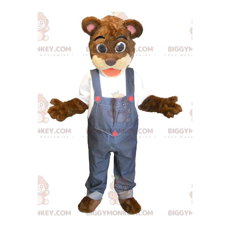 Kostým maskota BIGGYMONKEY™ Medvěd hnědý v kombinéze –