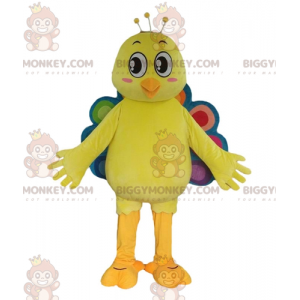 BIGGYMONKEY™ Yellow Peacock Canary Mascot Costume with Colorful