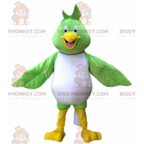 BIGGYMONKEY™ Big Smiling Green White and Yellow Bird Mascot