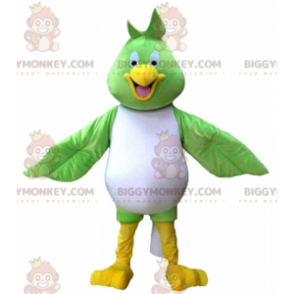 BIGGYMONKEY™ stort smilende grønt hvidt og gult fuglemaskotkostume - Dyremaskot - BIGGYMONKEY_02625 - BiggyMonkey.com